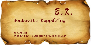 Boskovitz Koppány névjegykártya